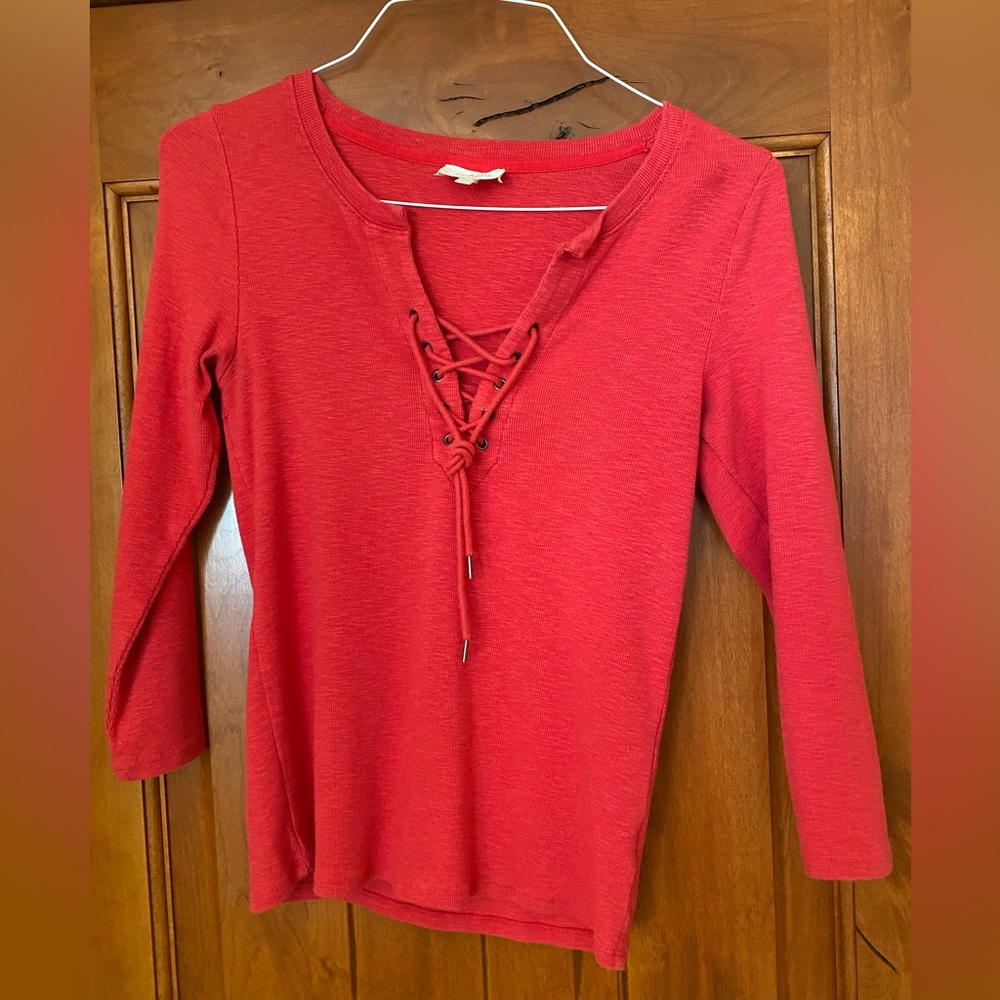 Brand: Deletta from Anthropologie Size: medium, red Heather cotton/modal blend